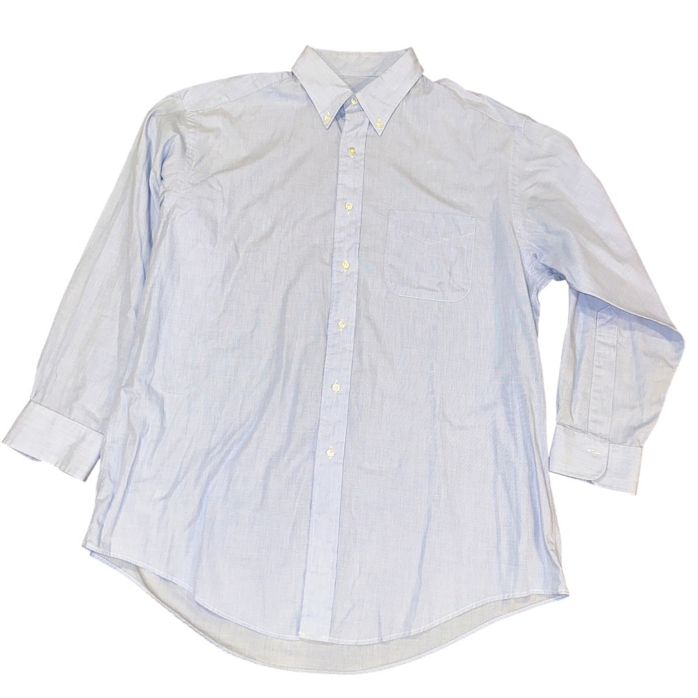 1980s Vintage Brooks Brothers Makers Mens 16-32 XL Blue‎ Dress Shirt Made In USA
